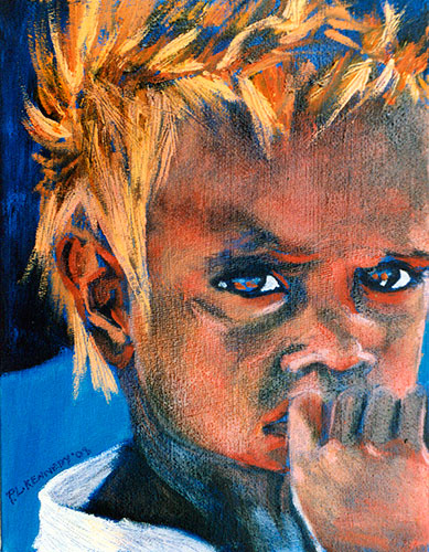 Aborigine boy portrait by Patricia Lister Kennedy