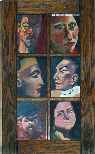 Window of portraits by Patricia Lister Kennedy